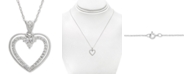 Macy's Diamond Open Heart 18" Pendant Necklace (1/5 ct. t.w.) in 14k White Gold